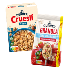Quaker cruesli of granola zero sugar added